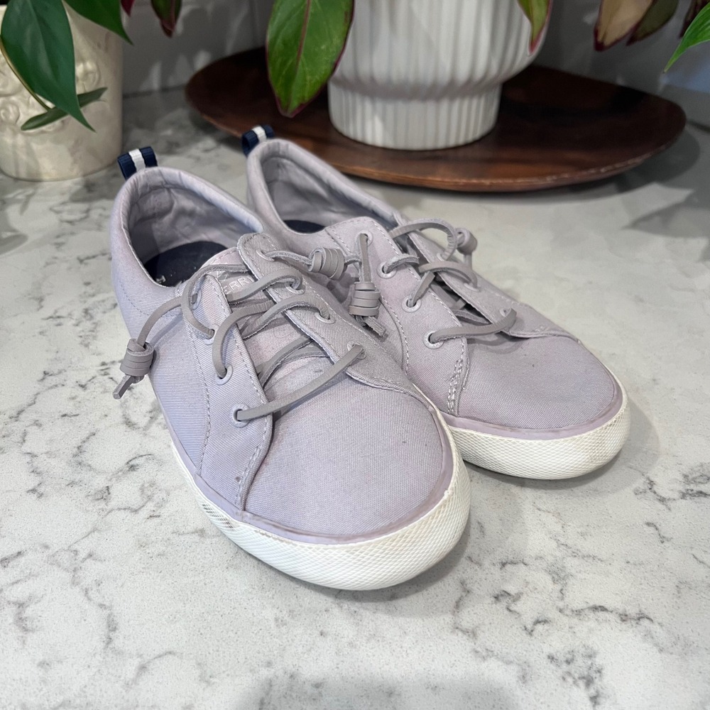 Sperry Crest Vibe Lavender Purple Canvas Slip On Sneakers STS87255 Womens 8